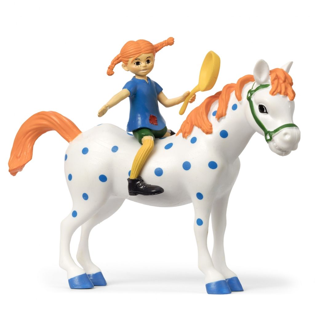 Figurki: Pippi z patelnią i koń