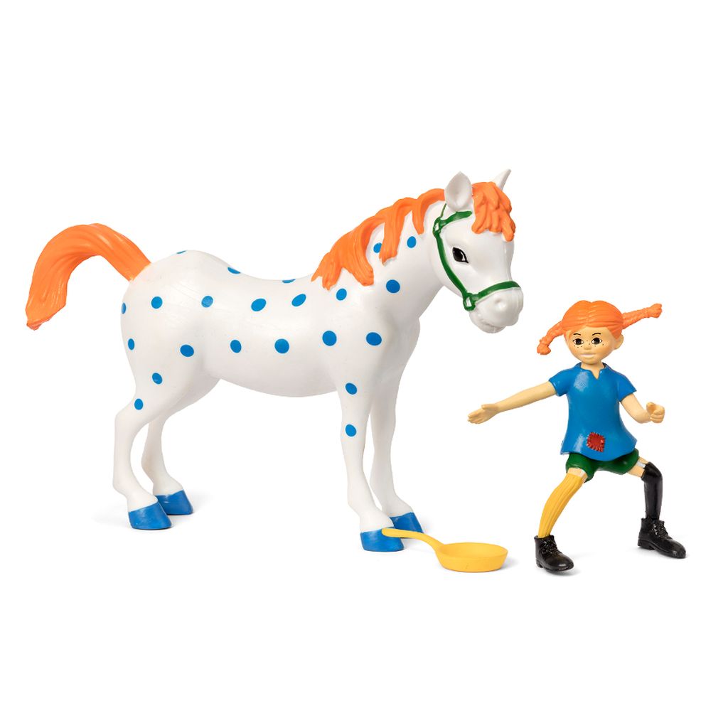 Figurki: Pippi z patelnią i koń