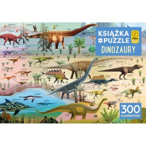 Puzzle 300 elementów. Dinozaury + książka
