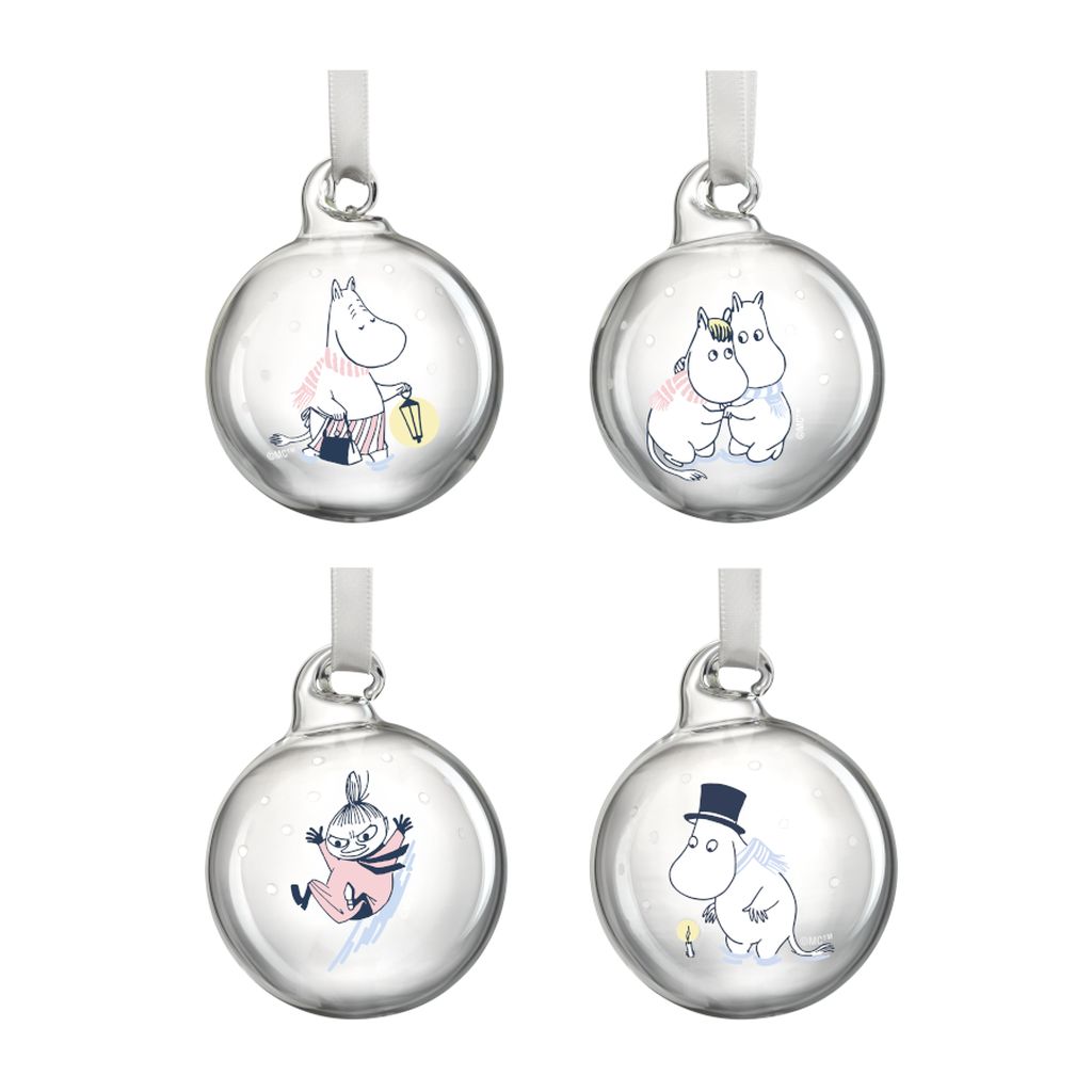 Muminki zestaw 4 świątecznych bombek LET IT SNOW